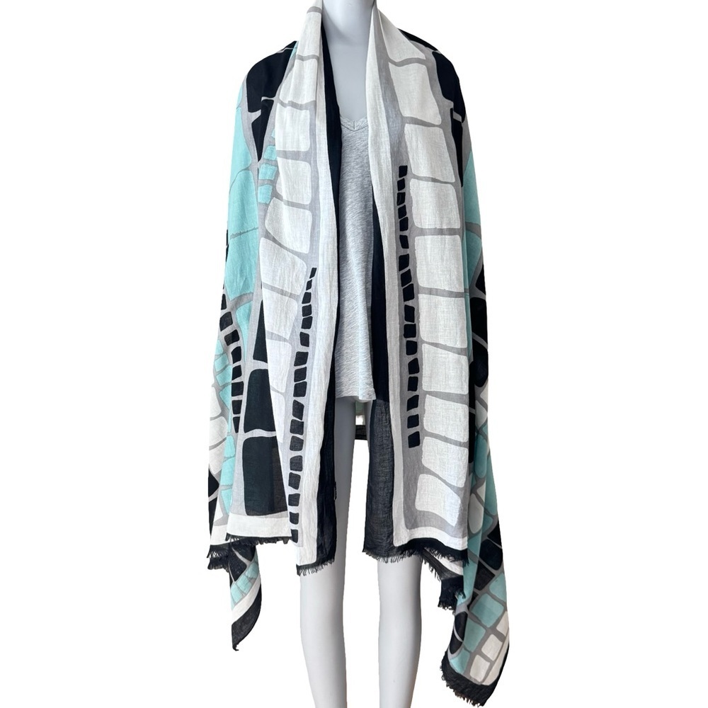 MIR Oversized Graphic Bold Patterned Scarf Wrap Shawl Sarong Coverup 100% Cotton - Picture 8 of 16